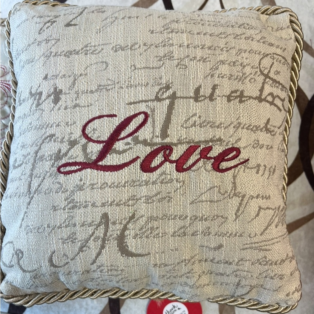 NEW Scripted ♥️Love♥️Holiday Pillow - 
♥️Burgundy and Grey♥️
